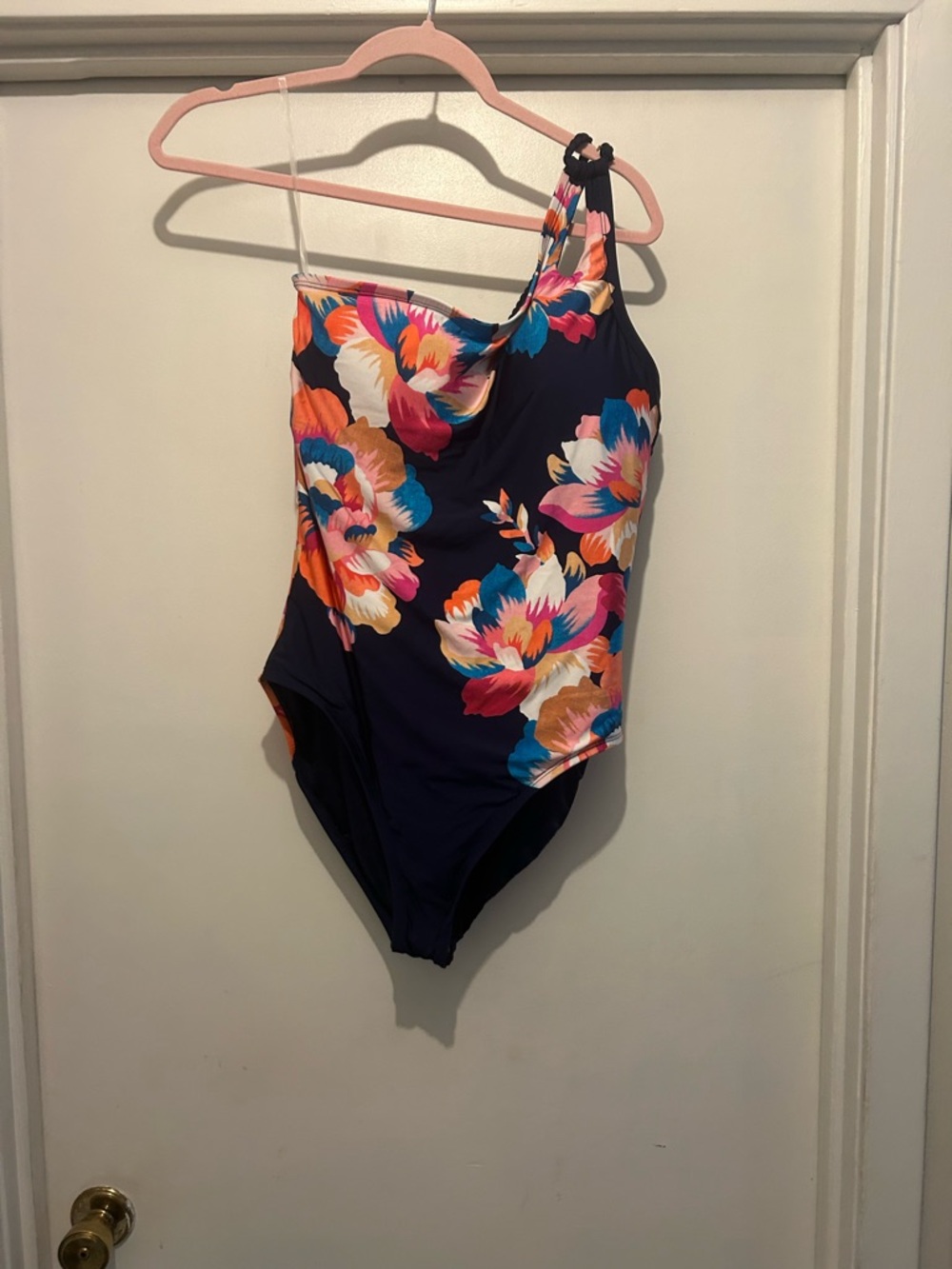 La Blanca Indigo Tropical One-Shoulder Swimsuit